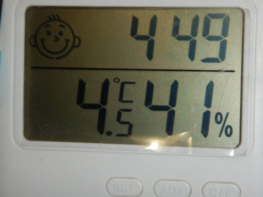朝5時の車中温度は、わっ！5℃...