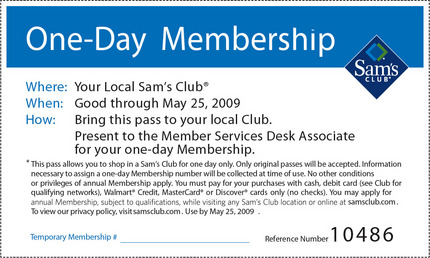 SAM'S CLUB FREE ONE DAY ...