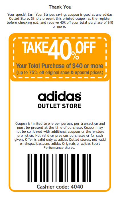 Adidas Outlet 40% Off Coupon