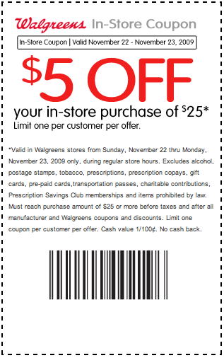 Walgreens $5 off when you bu...