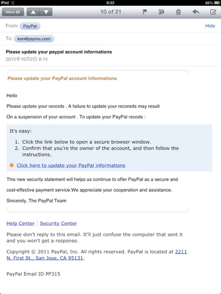 Another Phishing Mail