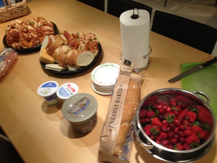 Bagels, Bread and some Fruits