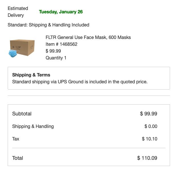 Additional Masks are ordered.