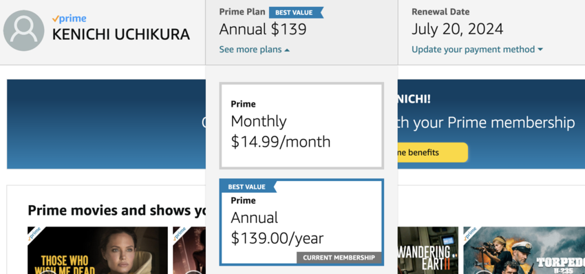 Amazon USA Prime Costs $139...
