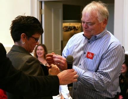 President Tracy Johnon receiv...