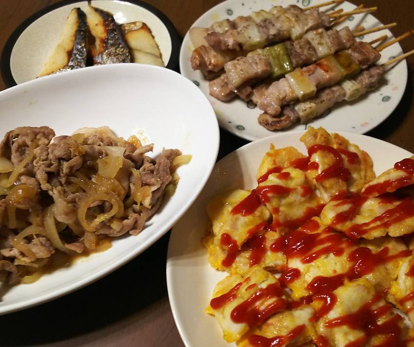 最近のごはん。夕飯色々焼く