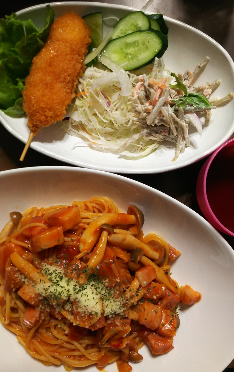昨日のごはん。夕飯パスタ