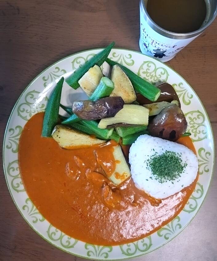 今日のごはん。朝カレー