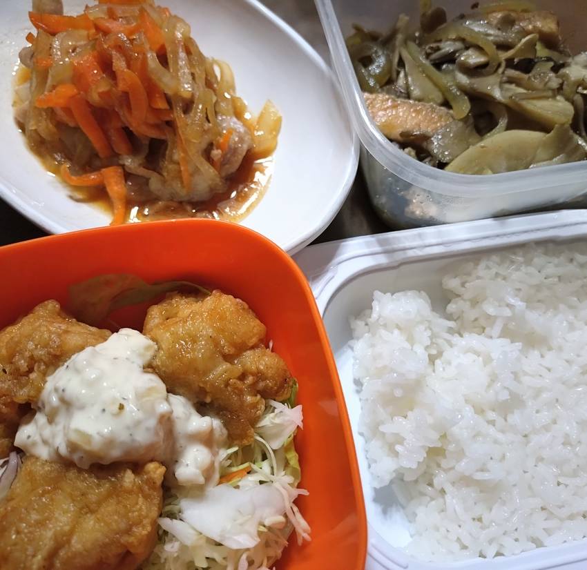 豚の生姜焼き 蕪と鮭のマリネ ...