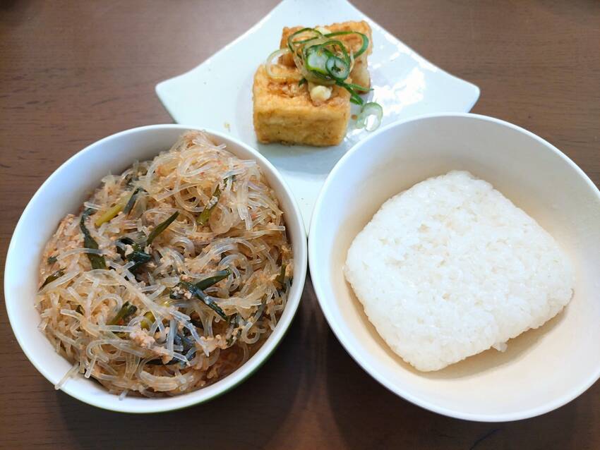 揚げだし豆腐 麻婆春雨 ごはん...