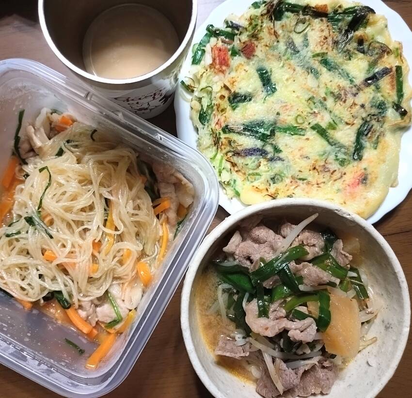 最近のごはん。夕飯ニラチヂミク...