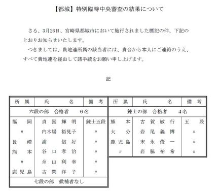 、【都城】特別臨時中央審査の結...