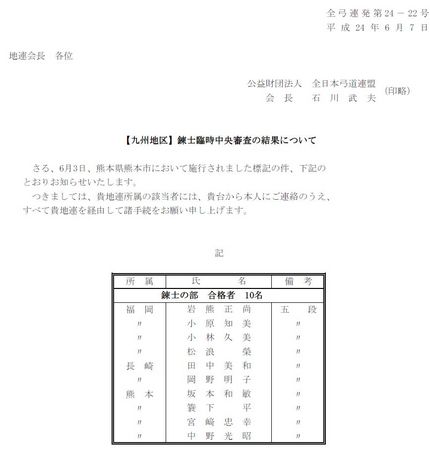 平成２４年度【九州地区】錬士臨...