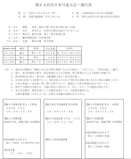 第６４回全日本弓道大会進行表【...