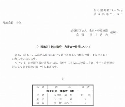 平成２５年度【中国地区】錬士臨...