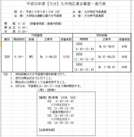 【大分】九州連合審査進行表及び...