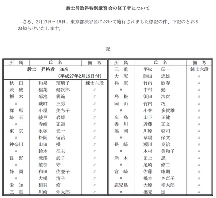 平成２６年度教士号取得特別講習...