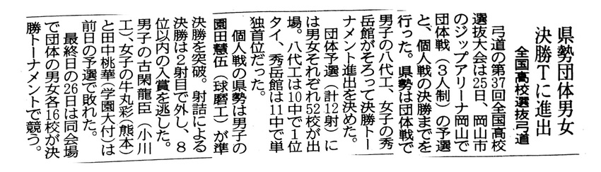 団体予選の結果