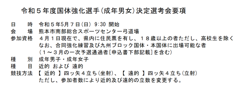 令和５年度 国体強化選手(成年...