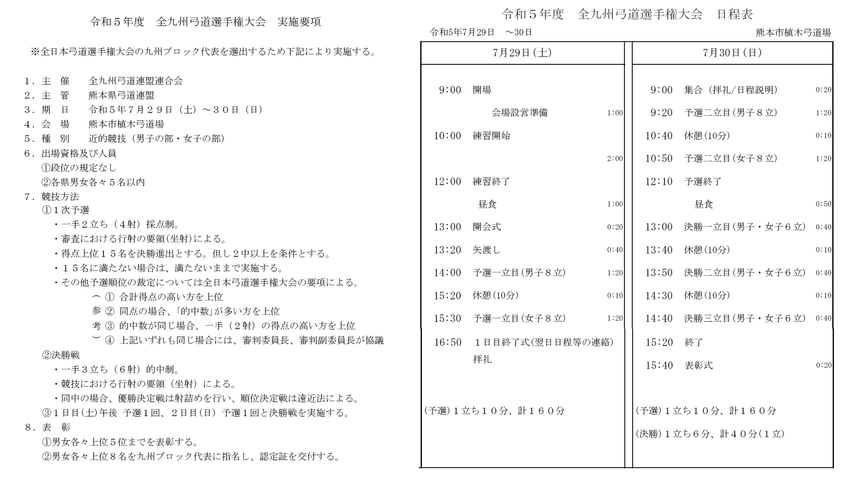 全九州弓道選手権大会について