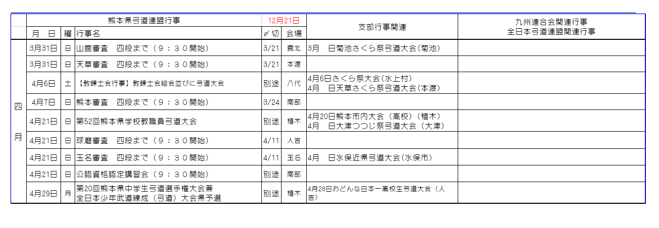 H31年4月の行事予定について 熊本県弓道連盟 Bloguru H31年4月の行事予定について 熊本県弓道連盟 Bloguru